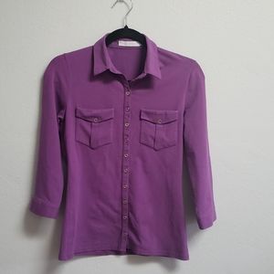 Anne Fontaine Paris Button Down Jersey Blouse